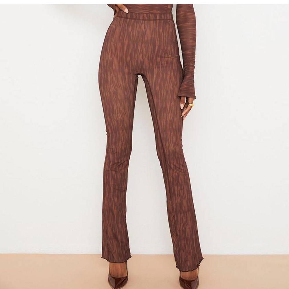 HOUSE OF CB Erin chocolate mesh pants.